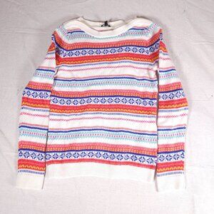 Talbots Fair Isle Nylon Lambswool Blend Knit Sweater Womens Medium Cottagecore